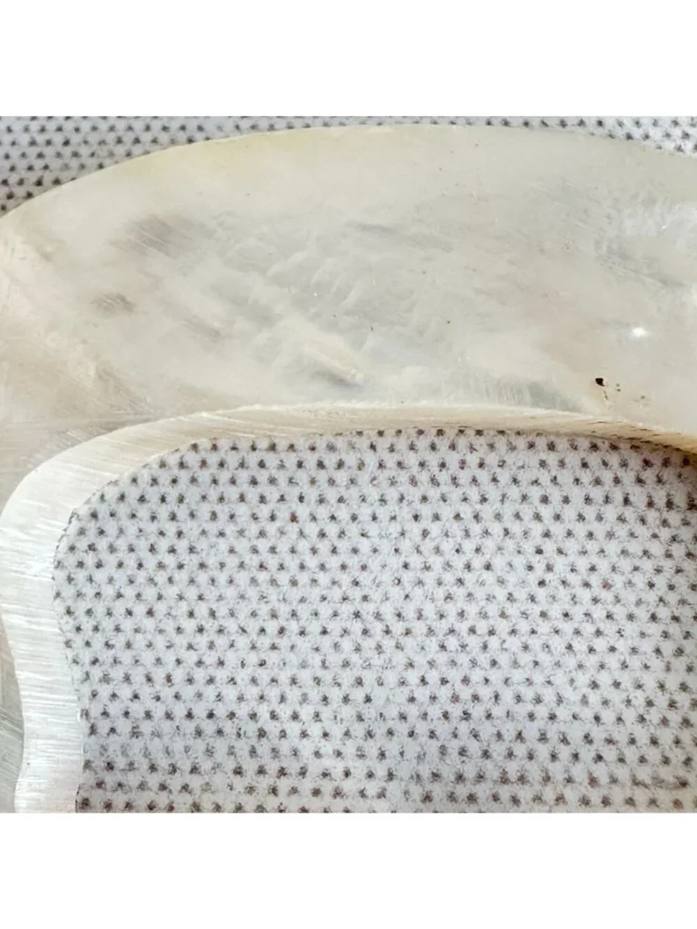 Vintage Carved Mother of Pearl Belt Buckle Stepped Border Natural Shell